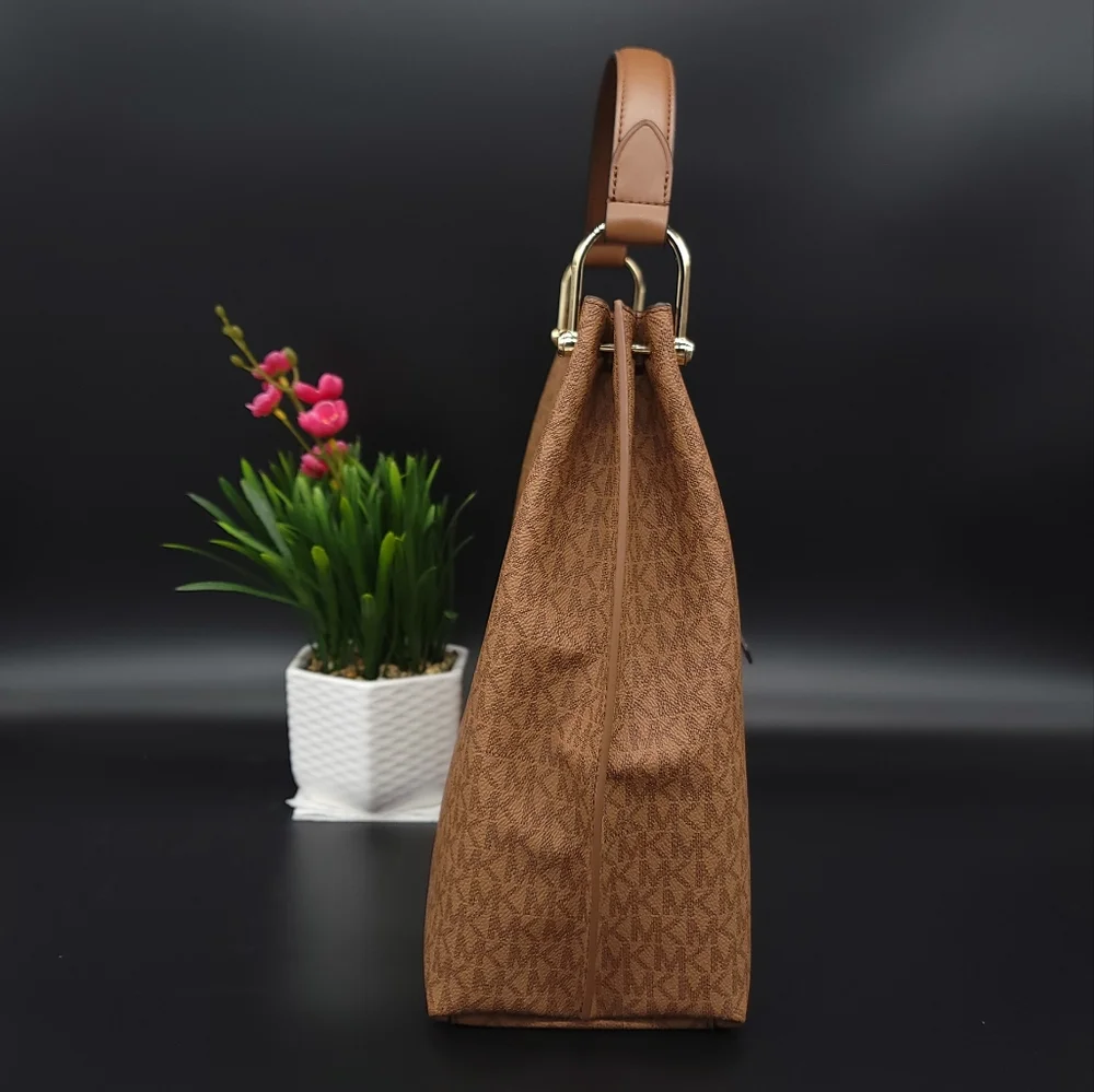 Michael Kors Joan Logo LG Shoulder Bag Brown - Picture 2 of 8